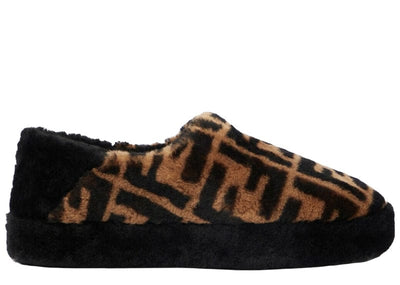 Fendi Sneakers Fendi Shearling Slipper 'FF Logo - Brown'