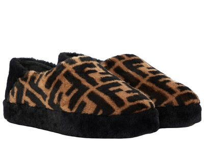 Fendi Sneakers Fendi Shearling Slipper 'FF Logo - Brown'