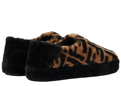 Fendi Sneakers Fendi Shearling Slipper 'FF Logo - Brown'