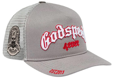 Godspeed Accessories Godspeed Forever Trucker Hat Grey Red