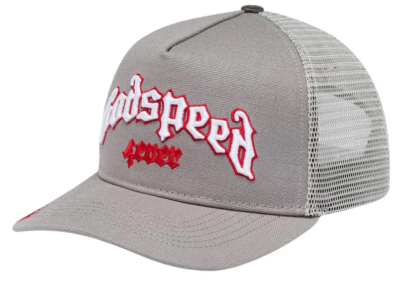 Godspeed Accessories Godspeed Forever Trucker Hat Grey Red