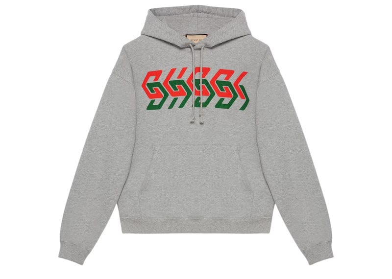 Gucci streetwear Gucci Chain Print Hooded Sweatshirt Grey/Red/Green