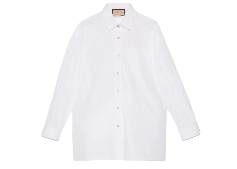 Gucci streetwear Gucci Cotton Shirt with Gucci Embroidery White