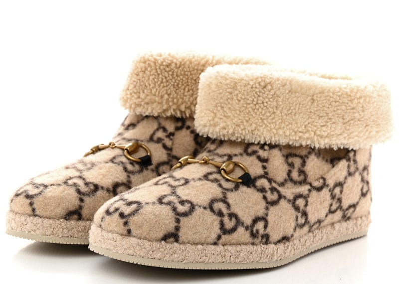 Gucci Sneakers GUCCI Covered Wool GG Monogram Fria Horsebit Ankle Boots