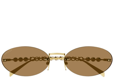 Gucci Accessories Gucci Fashion Show 62mm Oval Pearl Detail Statement Sunglasses