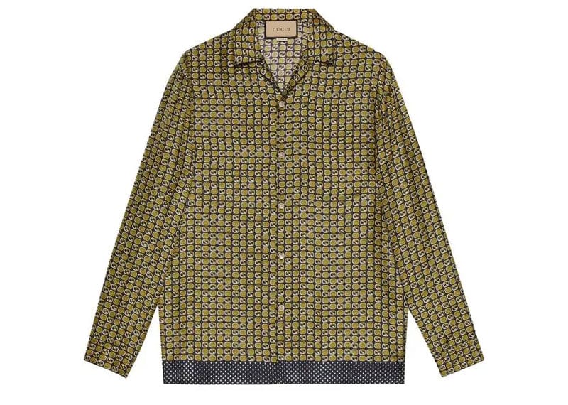 Gucci Streetwear Gucci Geometric Interlocking G Print Silk Shirt
