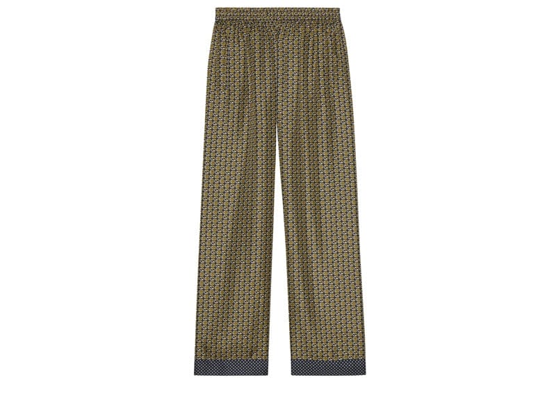 Gucci Streetwear Gucci Geometric Interlocking G Print Silk Trouser In Yellow