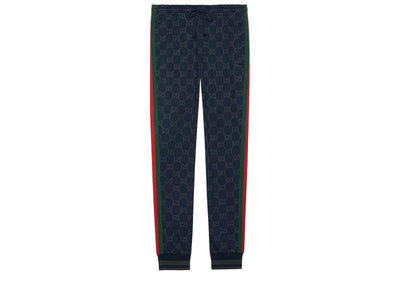 Gucci Streetwear GUCCI GG Jersey Cotton Track Pants Dark Blue