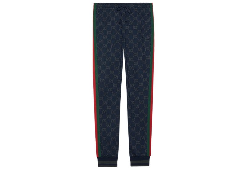 Gucci Streetwear GUCCI GG Jersey Cotton Track Pants Dark Blue