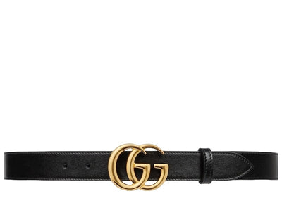 Gucci handbags Gucci GG Marmont Belt Shiny Buckle 1 Width Black 80/32