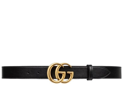 Gucci Accessories Gucci GG Marmont Belt Shiny Buckle Black 120/48