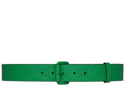 Gucci Accessories Gucci Green Rubber Effect Leather GG Belt Size 100/40