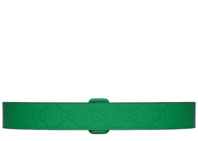 Gucci Accessories Gucci Green Rubber Effect Leather GG Belt Size 100/40