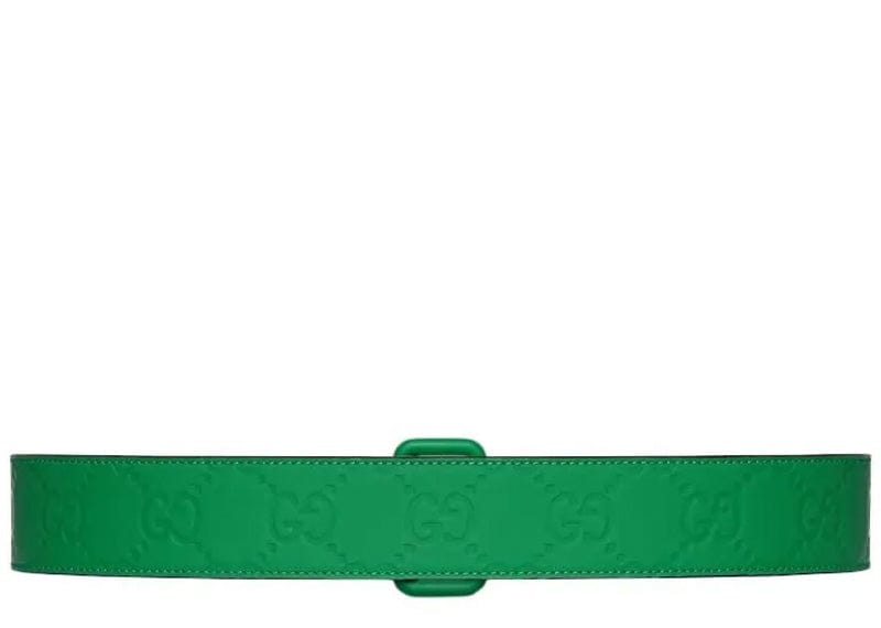 Gucci Accessories Gucci Green Rubber Effect Leather GG Belt Size 100/40