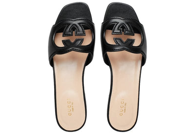 Gucci Sneakers Gucci Interlocking G Cutout Leather Sandal Black