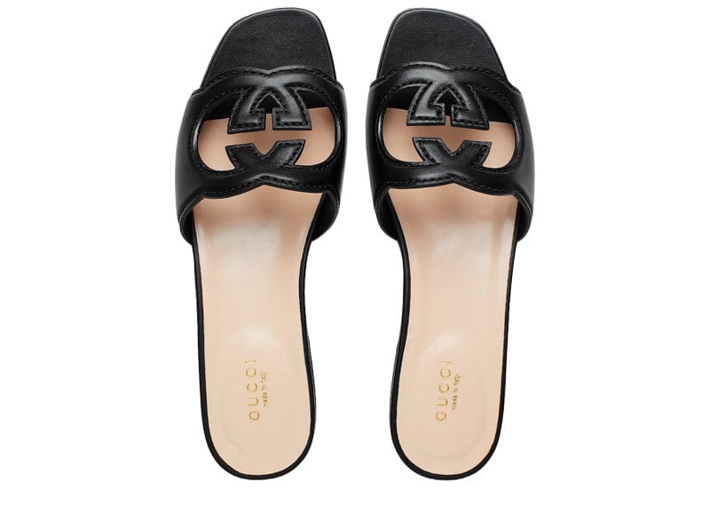 Gucci Sneakers Gucci Interlocking G Cutout Leather Sandal Black