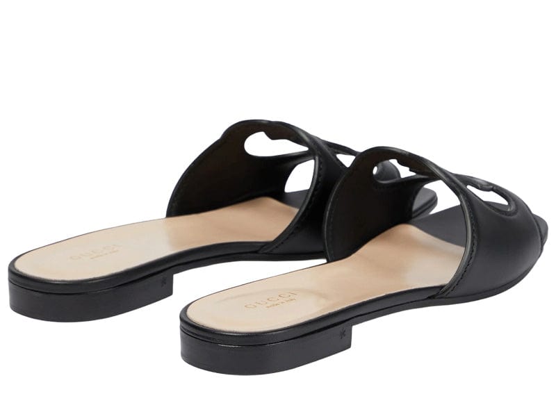 Gucci Sneakers Gucci Interlocking G Cutout Leather Sandal Black