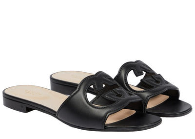 Gucci Sneakers Gucci Interlocking G Cutout Leather Sandal Black