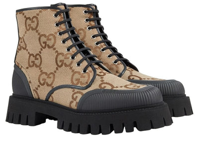 Gucci sneakers Gucci Lace Up Boot Maxi GG Camel