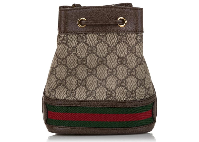 Gucci handbags Gucci Ophidia Bucket Bag GG Supreme Mini Beige/Ebony