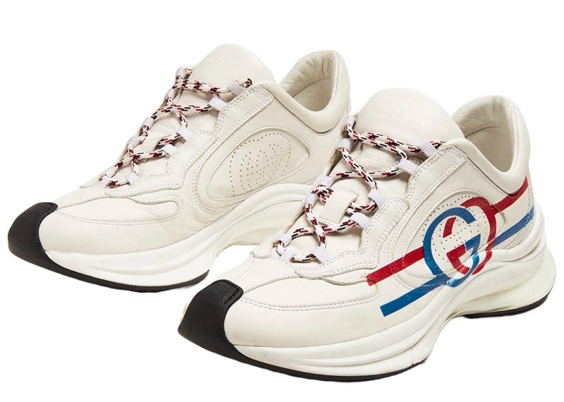 Gucci sneakers Gucci Run White Blue Red Interlocking G White Stripe Detail
