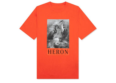 HERON PRESTON Streetwear Heron BW Short Sleeve T-Shirt in Orange/Black