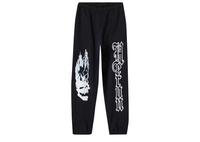 Heron Preston Streetwear Heron Preston Flaming Skull Sweatpants Black White