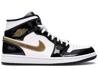 Jordan sneakers Jordan 1 Mid Patent Black White Gold