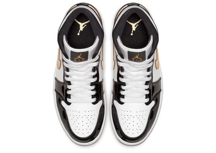 Jordan 1 black white and gold patent leather online