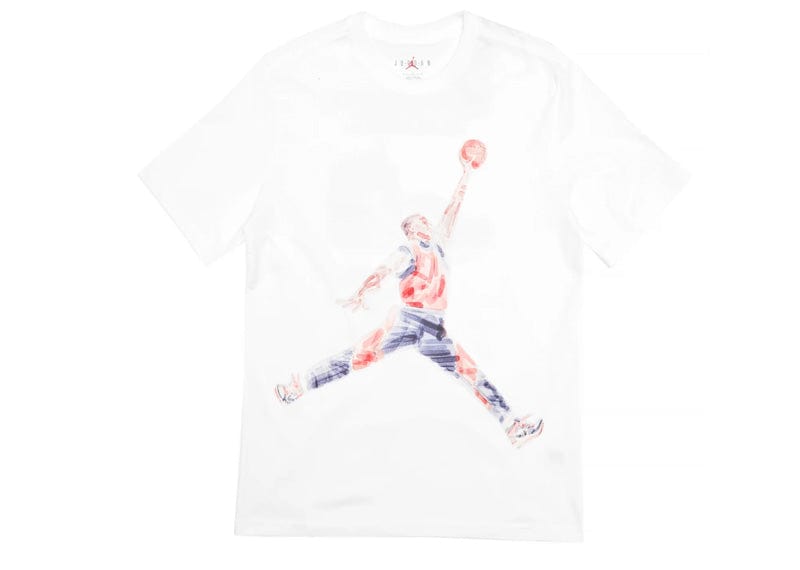 Jordan Streetwear Jumpman Watercolor Mens Short Sleeve Shirt White/Red
