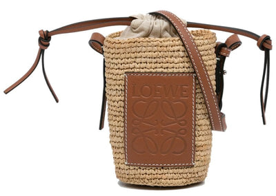 Loewe Accessories Loewe Brown x Paula Ibiza Raffia Cylinder Pocket Bag Beige