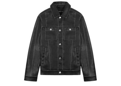 Manière De Voir Streetwear Manière De Voir Leather Contrast Stitch Jacket Black