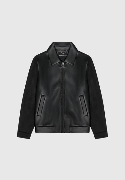 Manière De Voir Streetwear Manière de Voir Leather & Suede Jacket Black