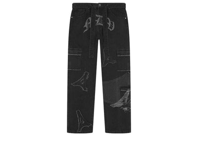 Manière De Voir Streetwear Manière De Voir Rhinestone Eiffel Patch Jeans Stonewash Black