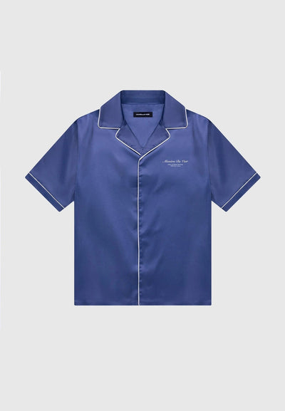 Manière De Voir Streetwear Manière De Voir Satin Players Club Revere Shirt Navy