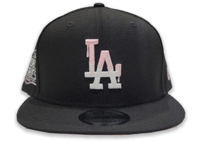 New Era Streetwear Black Los Angeles Dodgers Paint Drip Pink Bottom 2020 World Series Side Patch New Era 9Fifty Snapback