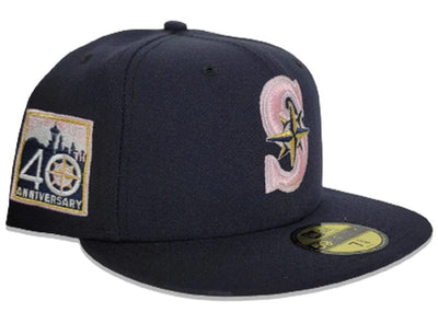 New Era Accessories Navy Blue Seattle Mariners Pink Bottom 40th Anniversary Side Patch New Era 59Fifty 8 1/8