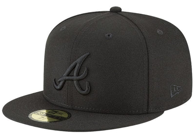 New Era Accessories New Era Atlanta Braves Blackout Basic 59FIFTY Fitted Hat Black