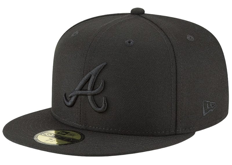 New Era Accessories New Era Atlanta Braves Blackout Basic 59FIFTY Fitted Hat Black