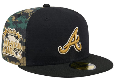 New Era Accessories New Era Atlanta Braves Digi Camo 59FIFTY Fitted Hat Black