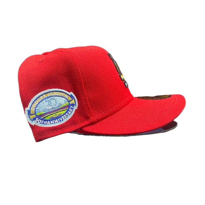 New Era Accessories New Era Los Angeles Dodgers Red Tie Dye Blue UV 50th Anniversary Fitted Hat 7 3/8