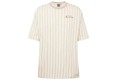 New Era Streetwear New Era Pinstripe Oversized T-Shirt Beige