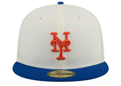 New Era Accessories New York Mets Subway Series 2000 Grey Brim Cream Blue New Era Fitted Hat - 7 7/8