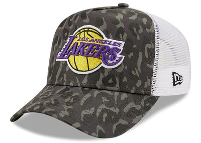 New Era Accessories Official New Era LA Lakers NBA Seasonal Camo Grey 9FORTY A-Frame Trucker Cap