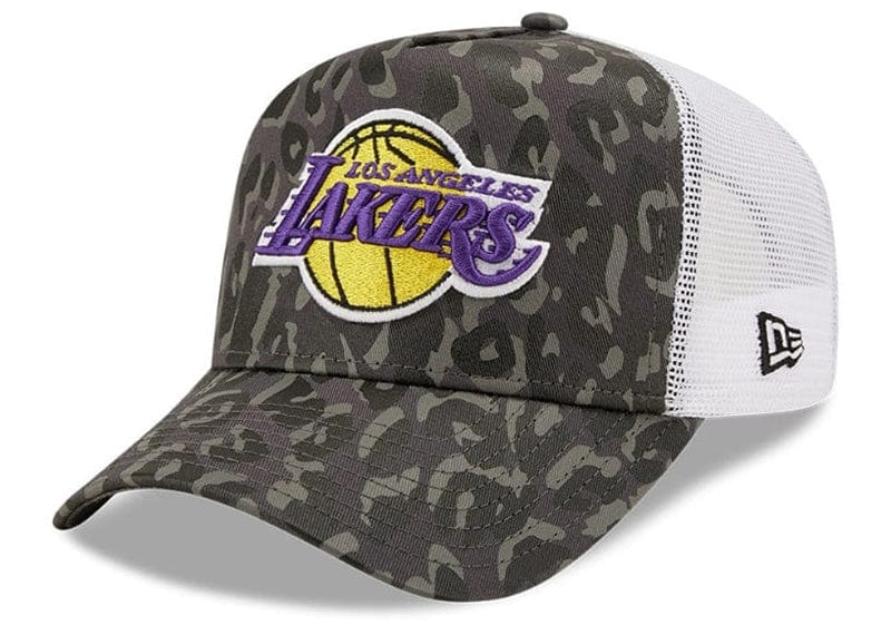 New Era Accessories Official New Era LA Lakers NBA Seasonal Camo Grey 9FORTY A-Frame Trucker Cap