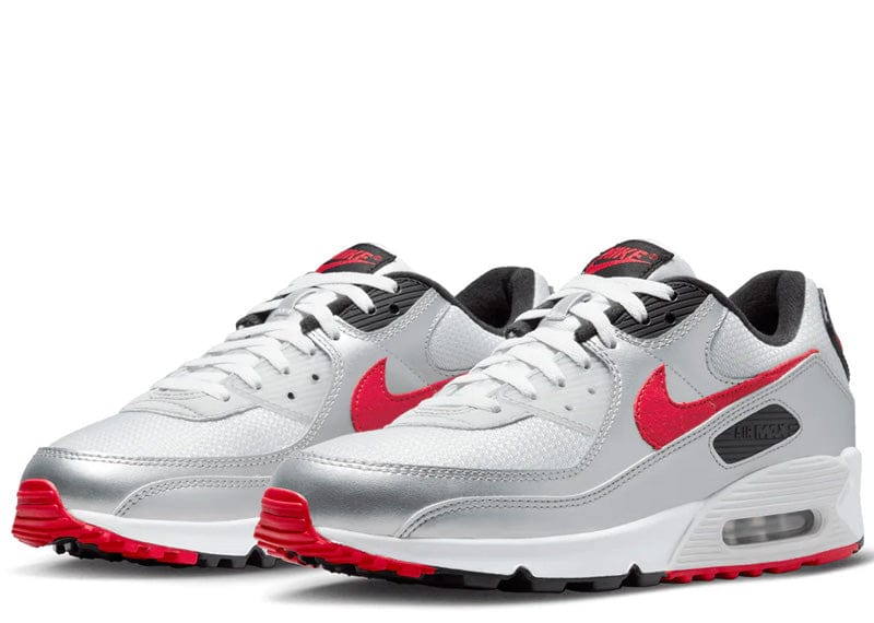 nike air max silver and red