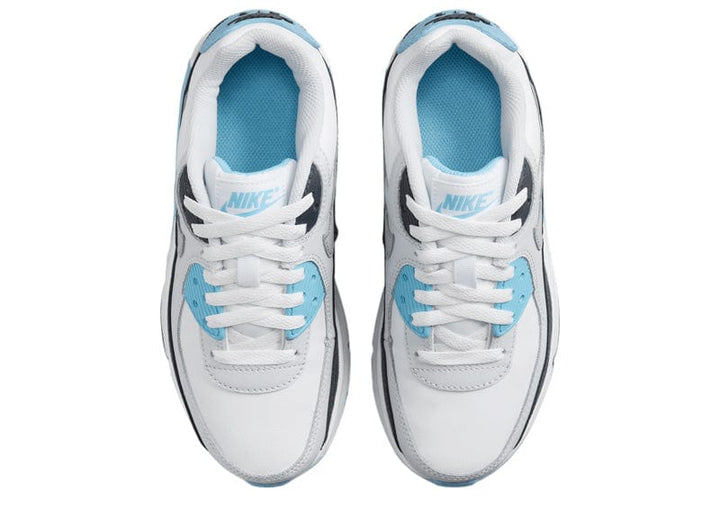 Nike Air Max 90 White Baltic Blue Armory Navy Wolf Grey (GS
