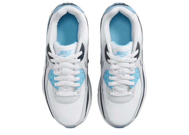 Nike Air Max 90 White Baltic Blue Armory Navy Wolf Grey (GS