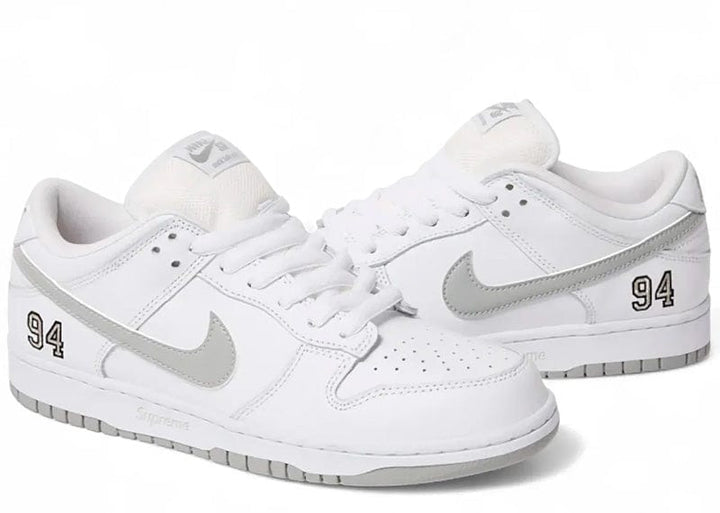 Nike SB Dunk Low Supreme 94 White Metallic Silver – Court Order