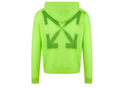 Off-White Streetwear Off-White Arrow Mohair Skate Knit Hoodie Neon Green